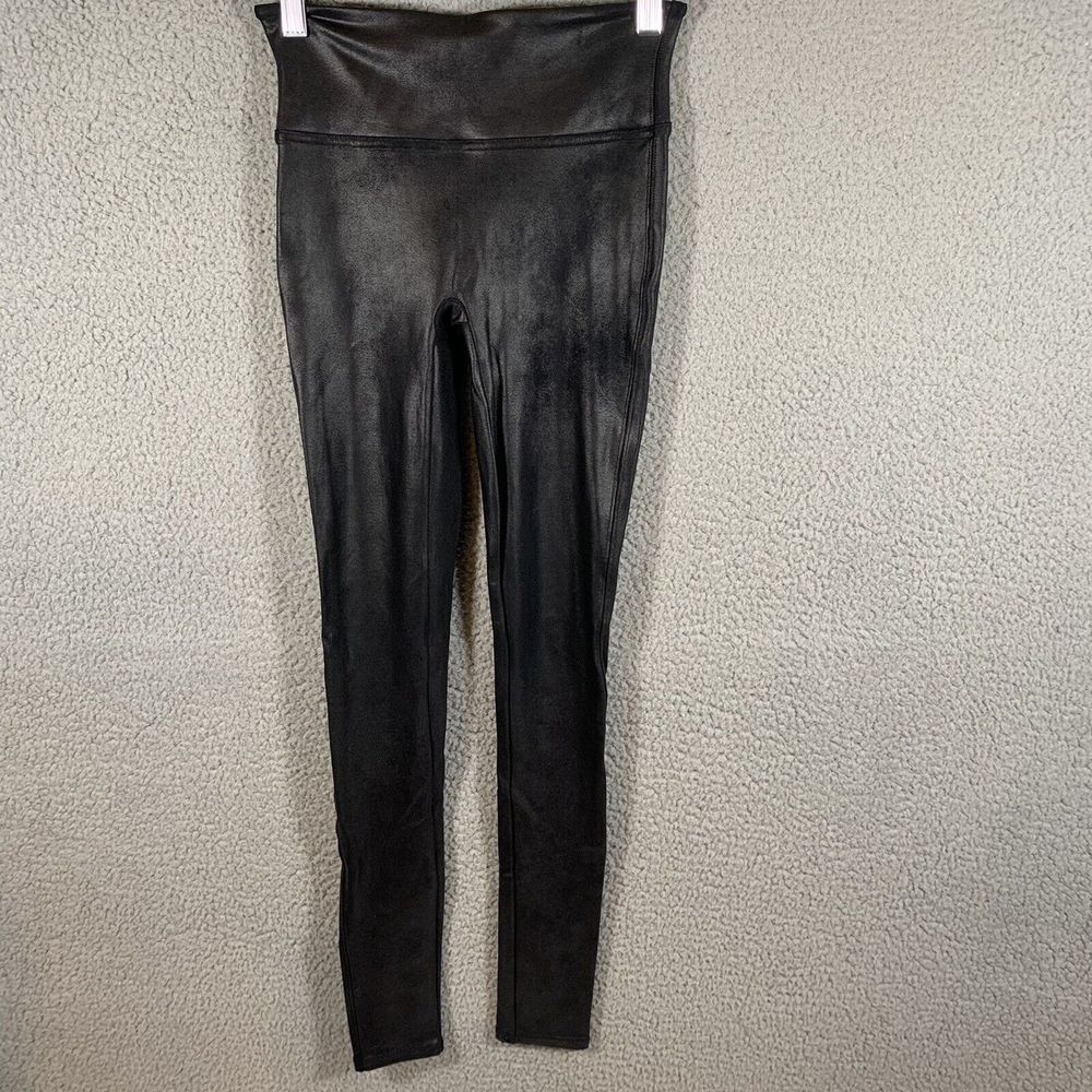 SPANX Leggings Womens Size XS Black Faux Leather Shapewear